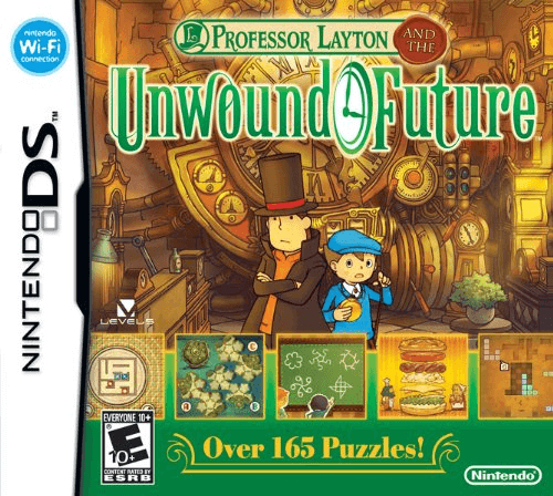 Professor Layton and the Unwound Future box art for Nintendo DS